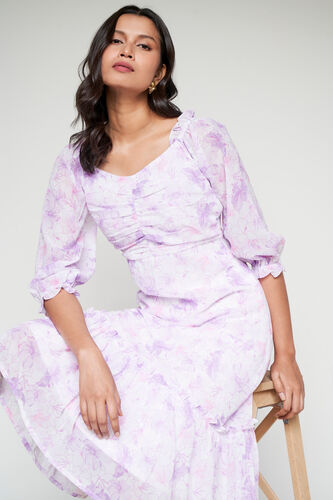 Lilac Floral Dress, White, image 1